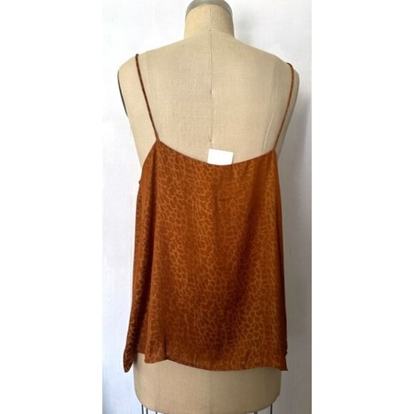 H&M RUST LEOPARD PRINT V-NECK SPAGHETTI STRAP SILKY CAMISOLE 16 NWT - Picture 4 of 8
